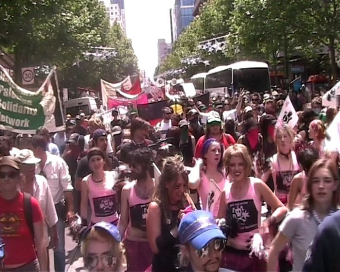 Anti-G20 march down the Swanston St.