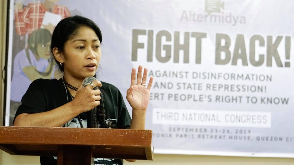 Anne Krueger of Negros-based community media outfit Paghimutad during Altermidya’s Third National Congress held in Quezon City last September 2019.