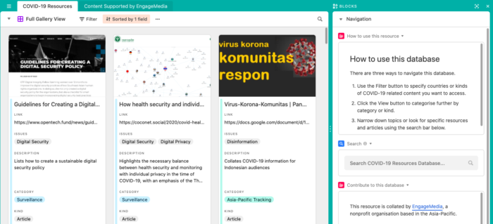 COVID-19 Airtable Database Resources Asia-Pacific